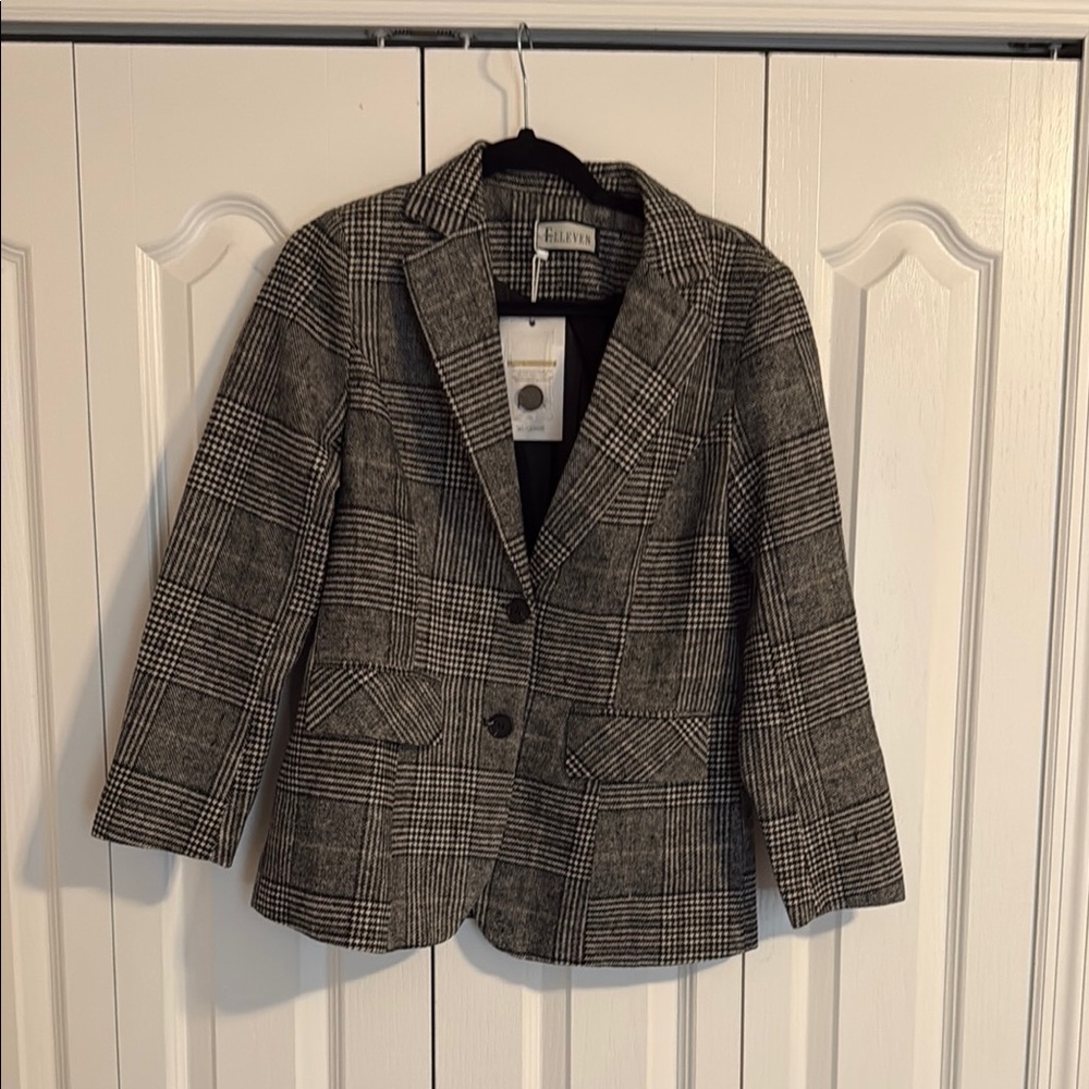 Gray Glen Plaid Blazer with Notched Lapel